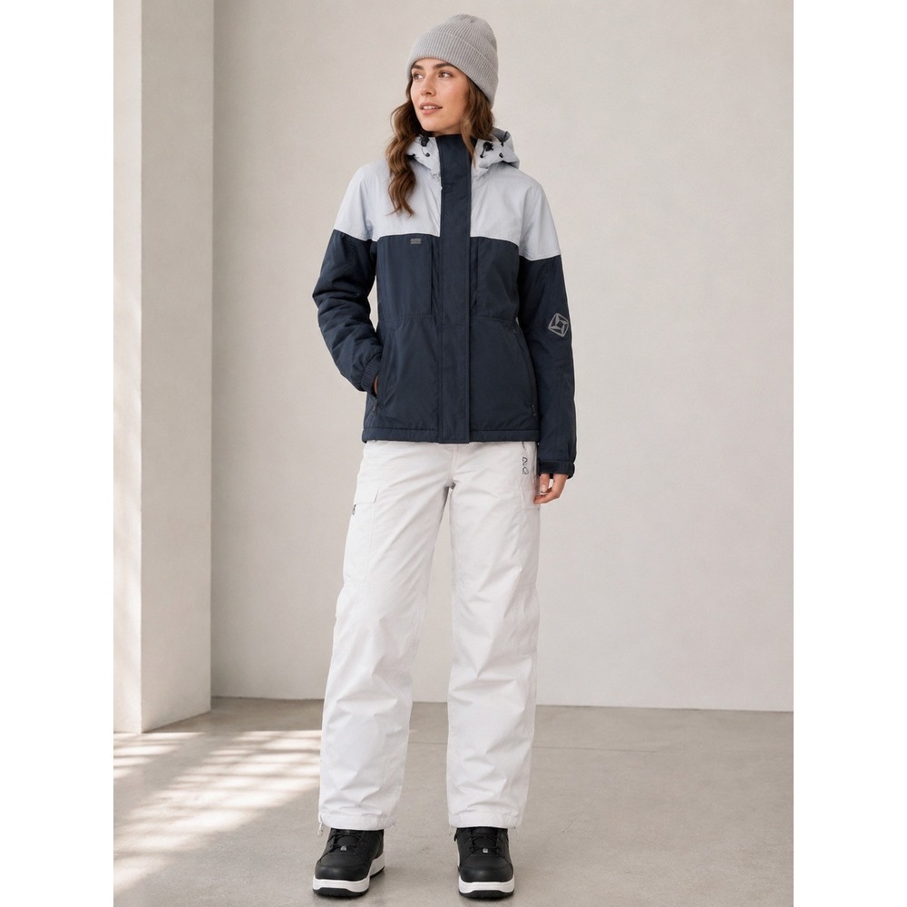 Burton Tempest Snowboard Jacket Womens S Navy Blue Colorblock Ski Coat Hooded